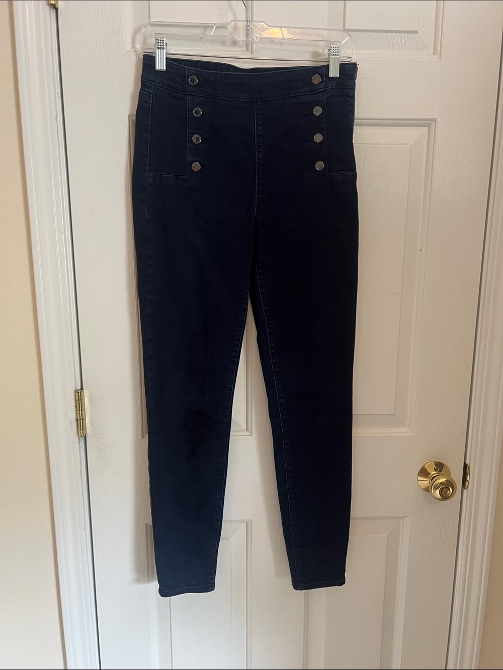 White House Black Market Navy High-Rise Button-Front Jeggings